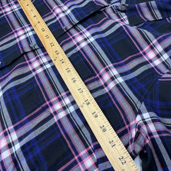 Untuckit Blue Pink Plaid Cotton Button Down Top - Picture 7 of 7